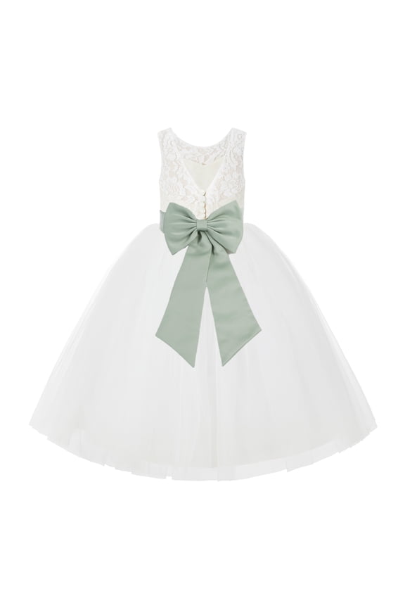 Ivory Lace Back Flower Girl Dress Junior Bridesmaid Princess for Toddlers 212noFT 6