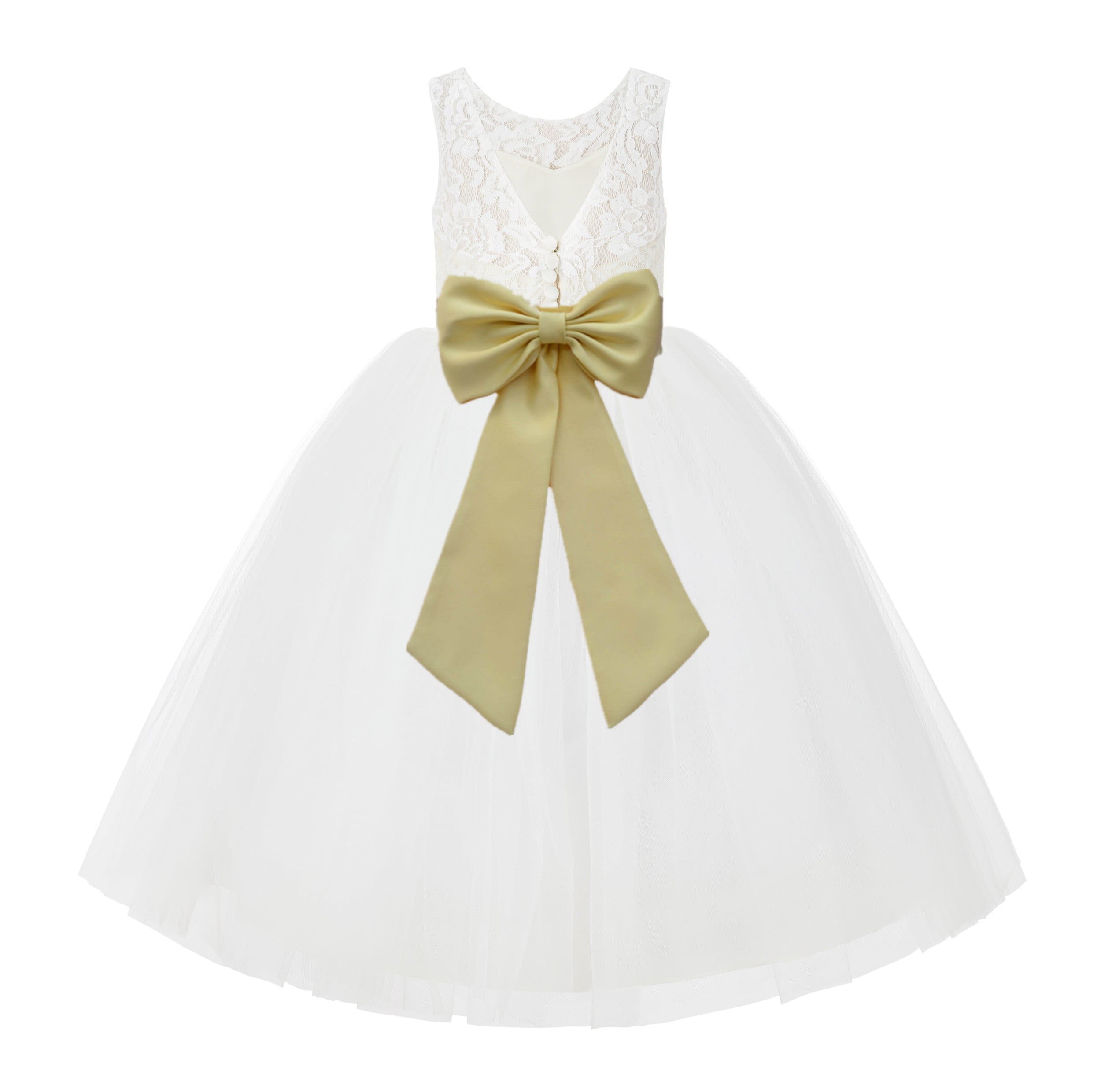 ivory lace junior bridesmaid dresses Ivory Lace Tulle Pink Satin Wedding Flower Girl Dress Junior Bridesmai main image 1