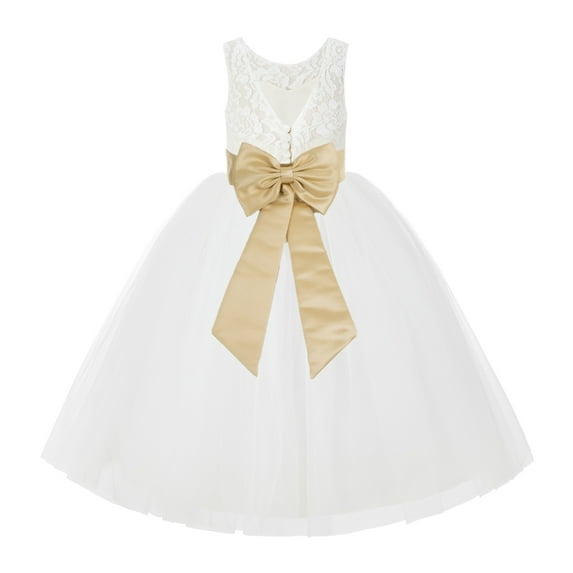 Ekidsbridal Ivory Lace Back Flower Girl Dress Junior Bridesmaid Princess for Toddlers 212noFT 8