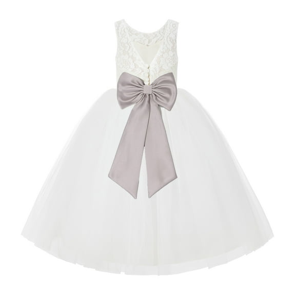 Ekidsbridal Ivory Lace Back Flower Girl Dress Junior Bridesmaid Princess for Toddlers 212noFT 8