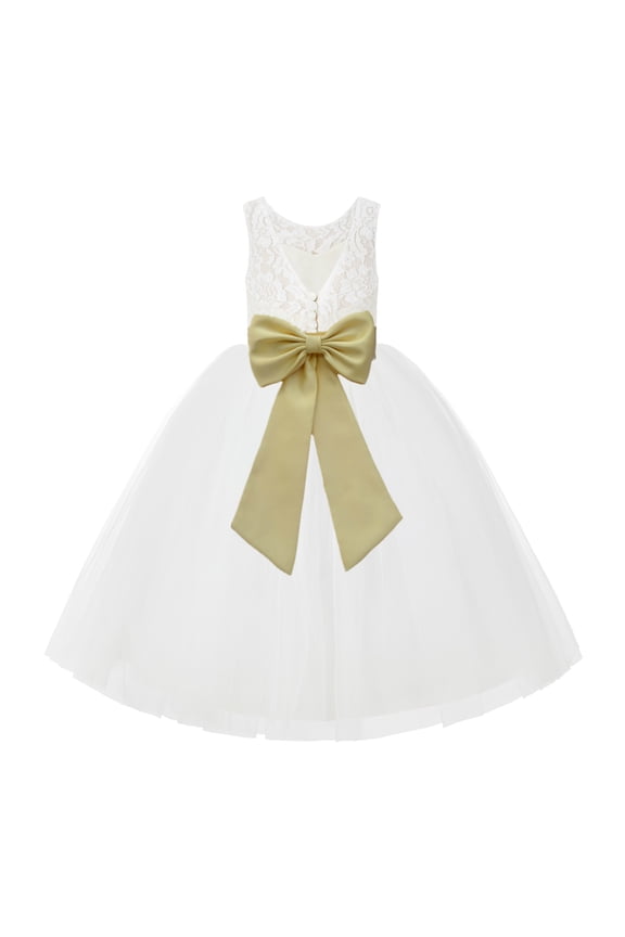 Ivory Lace Back Tutu Tulle Flower Girl Dresses Formal Photoshoot Gown 212noFT 3