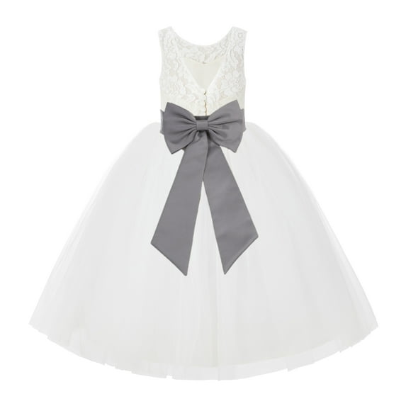 Ekidsbridal Ivory Lace Back Tutu Tulle Flower Girl Dresses Formal Photoshoot Gown 212noFT 5