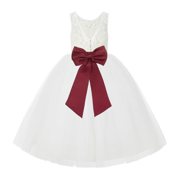 Ekidsbridal Ivory Lace Back Tutu Tulle Flower Girl Dresses Formal Photoshoot Gown 212noFT 7