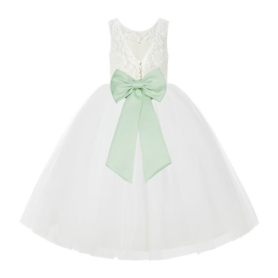 Ekidsbridal Ivory Lace Back Tutu Tulle Flower Girl Dresses Formal Photoshoot Gown 212noFT 7