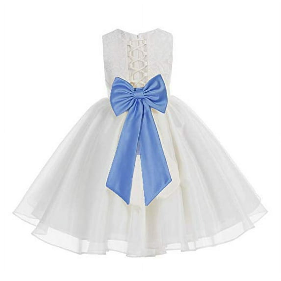 Ekidsbridal Ivory Lace Organza Flower Girl Dress Communion Baptism Gown for Church Christening Ballroom Dance Recital 186T 10