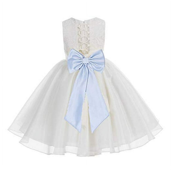 Ekidsbridal Ivory Lace Organza Flower Girl Dress Communion Baptism Gown for Church Christening Ballroom Dance Recital 186T 8