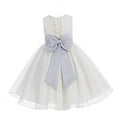 thumbnail image 1 of Ekidsbridal Ivory Lace Organza Flower Girl Dress with Colored Sash Beauty Pageant for Toddlers Junior Bridesmaid 186T 10, 1 of 2