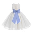 thumbnail image 1 of Ekidsbridal Ivory Lace Organza Flower Girl Dress with Colored Sash Beauty Pageant for Toddlers Junior Bridesmaid 186T M, 1 of 2