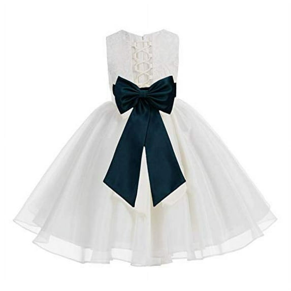 Ekidsbridal Ivory Lace Organza Flower Girl Dress with Colored Sash for Toddlers Wedding Mini Bridal Gown Beauty Pageant 186T 2