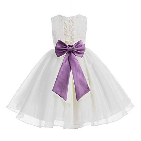 Ekidsbridal Ivory Lace Organza Flower Girl Dress with Colored Sash for Toddlers Wedding Mini Bridal Gown Beauty Pageant 186T 4