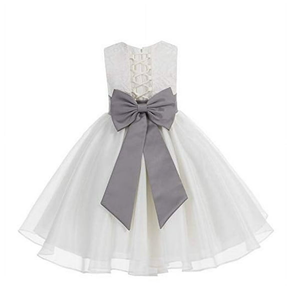 Ekidsbridal Ivory Lace Organza Flower Girl Dress with Colored Sash for Toddlers Wedding Mini Bridal Gown Beauty Pageant 186T 6