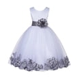 thumbnail image 1 of Ekidsbridal Ivory Lace Top Tulle Bodice Floral Petals Flower Girl Dress First Communion Holy Baptism Wedding Reception 165S 10, 1 of 2