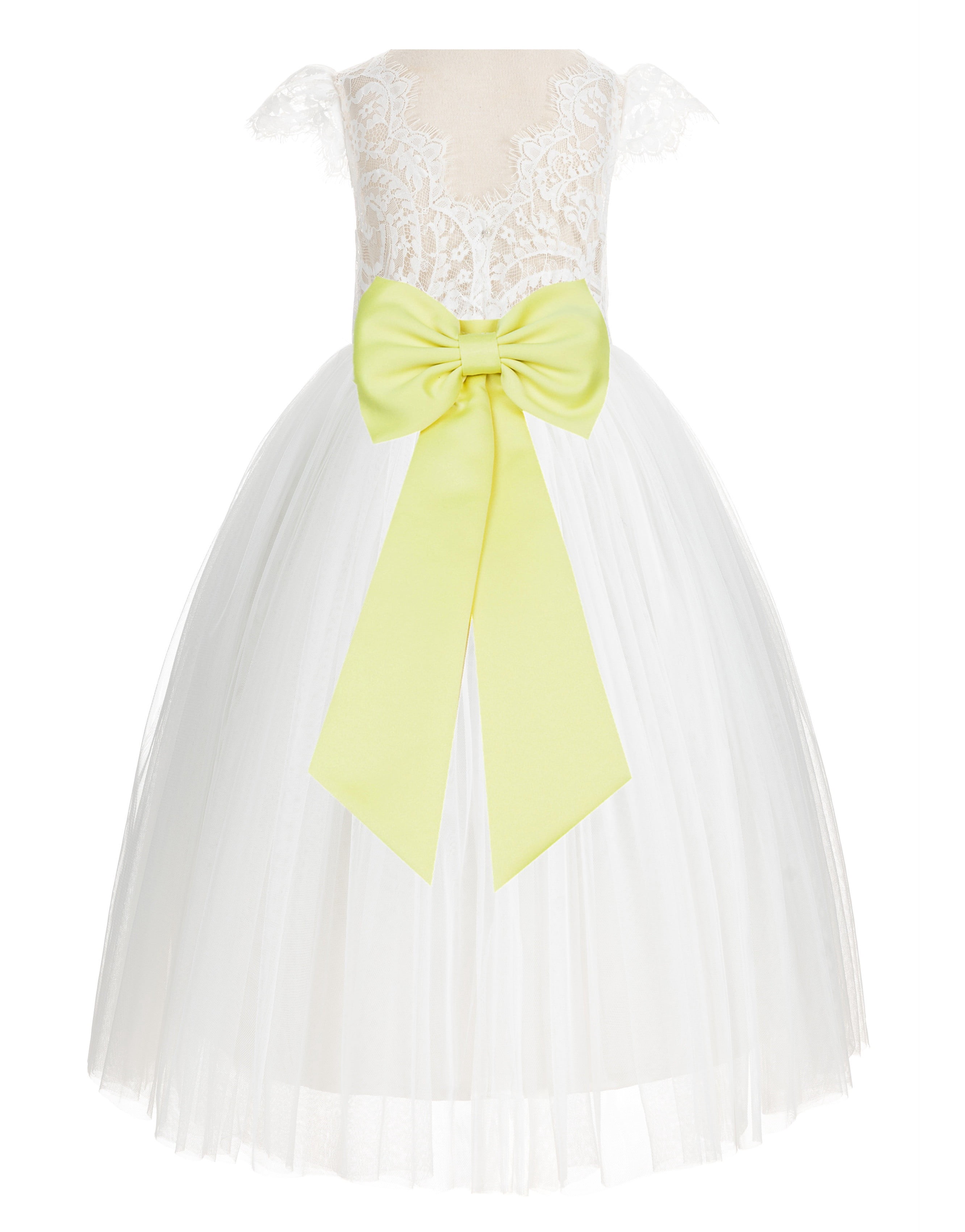 Simple Design Ivory Lace Spaghetti Junior Bridesmaid Dresses, Cheap Flower Girl Dresses,  FG040