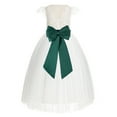 thumbnail image 1 of Ekidsbridal Ivory Lace V-Back Cap Sleeves Flower Girl Dress Junior Bridesmaid Gown for Wedding Tulle 622T 6, 1 of 2