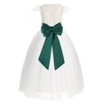 thumbnail image 1 of Ekidsbridal Ivory Lace V-Back Cap Sleeves Flower Girl Dress Junior Bridesmaid Gown for Wedding Tulle 622T 8, 1 of 2