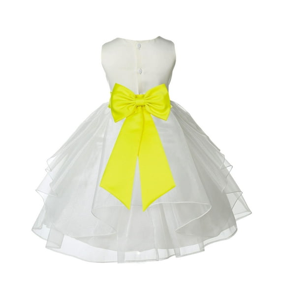 Ekidsbridal Ivory Lemon Shimmering Organza Flower Girl Dress Junior Beauty Pageant Mini Bridal Gown Ballroom Dance Recital 4613T 4