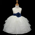 thumbnail image 1 of Ekidsbridal Ivory Navy Shimmering Organza Flower Girl Dresses for Toddlers Junior Bridesmaid Beauty Pageant Christening Gown 4613S S, 1 of 3