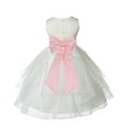 thumbnail image 1 of Ekidsbridal Ivory Peach Shimmering Organza Flower Girl Dress Junior Beauty Pageant Mini Bridal Gown Ballroom Dance Recital 4613T M, 1 of 3