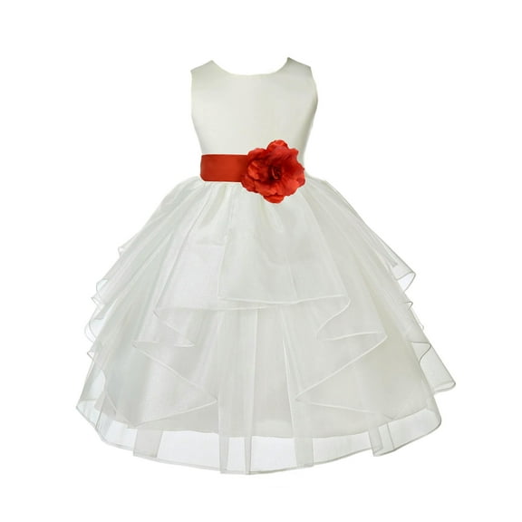 Ekidsbridal Ivory Persimmon Shimmering Organza Flower Girl Dresses for Toddlers Junior Bridesmaid Beauty Pageant Christening Gown 4613S 10