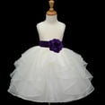 thumbnail image 1 of Ekidsbridal Ivory Purple Shimmering Organza Flower Girl Dresses for Toddlers Communion Baptism Wedding Reception Ceremony 4613S 2, 1 of 2