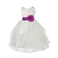thumbnail image 1 of Ekidsbridal Ivory Raspberry Shimmering Organza Flower Girl Dresses for Toddlers Junior Bridesmaid Beauty Pageant Christening Gown 4613S 8, 1 of 3