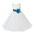 thumbnail image 1 of Ekidsbridal Satin Ivory Turquoise Tulle Rattail Flower Girl Dress for Baptism Wedding Mini Bridal Gown 829T 10, 1 of 2