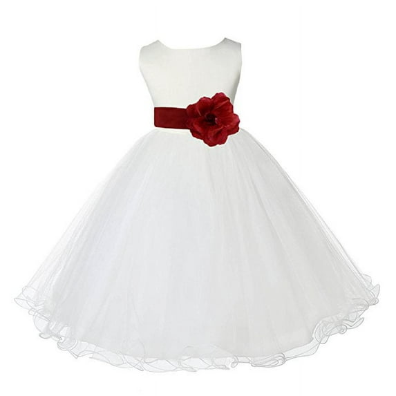 Ekidsbridal Ivory Rattail Edge Tulle Flower Girl Dress Communion Baptism Gown for Christening Wedding Reception Formal Photoshoot 829T 2