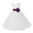 thumbnail image 1 of Ekidsbridal Ivory Rattail Edge Tulle Flower Girl Dress Communion Baptism Gown for Christening Wedding Reception Formal Photoshoot 829T 4, 1 of 2