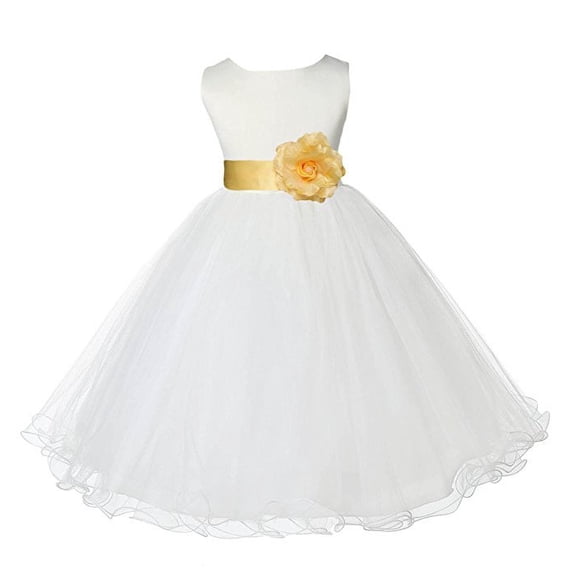 Ekidsbridal Ivory Rattail Edge Tulle Flower Girl Dress Communion Baptism Gown for Christening Wedding Reception Formal Photoshoot 829T 6