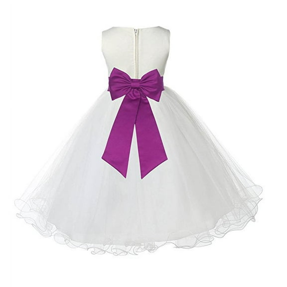 Ekidsbridal Ivory Rattail Edge Tulle Flower Girl Dress Communion Baptism Gown for Christening Wedding Reception Formal Photoshoot 829T 8
