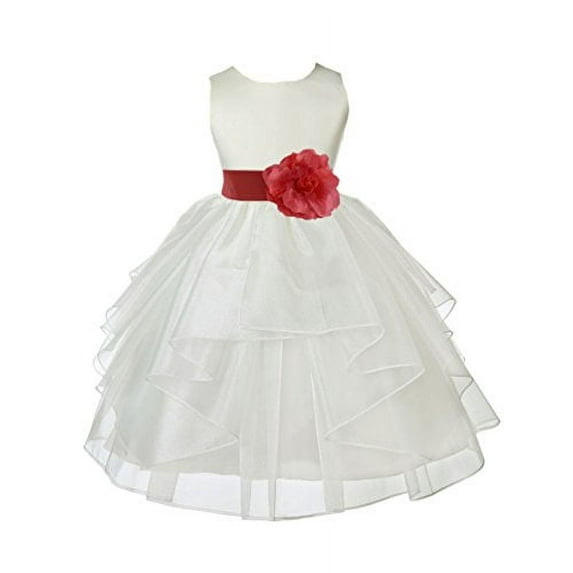 Ekidsbridal Ivory Satin Shimmering Organza Formal Flower Girl Dresses Formal Evening Gown Pretty Princess Communion Baptism Christening 4613T 10