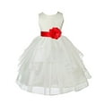 thumbnail image 1 of Ekidsbridal Ivory Satin Shimmering Organza Formal Flower Girl Dresses Formal Evening Gown Pretty Princess Communion Baptism Christening 4613T 2, 1 of 2