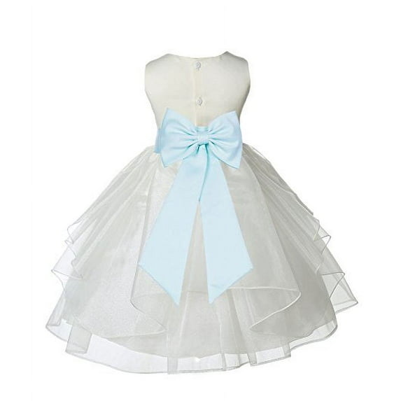 Ekidsbridal Ivory Satin Shimmering Organza Formal Flower Girl Dresses Formal Evening Gown Pretty Princess Communion Baptism Christening 4613T 4