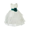 thumbnail image 1 of Ekidsbridal Ivory Satin Shimmering Organza Formal Flower Girl Dresses Formal Evening Gown Pretty Princess Communion Baptism Christening 4613T 4, 1 of 2