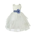 thumbnail image 1 of Ekidsbridal Ivory Satin Shimmering Organza Formal Flower Girl Dresses Formal Evening Gown Pretty Princess Communion Baptism Christening 4613T 4, 1 of 2