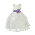 thumbnail image 1 of Ekidsbridal Ivory Satin Shimmering Organza Formal Flower Girl Dresses Formal Evening Gown Pretty Princess Communion Baptism Christening 4613T 6, 1 of 2