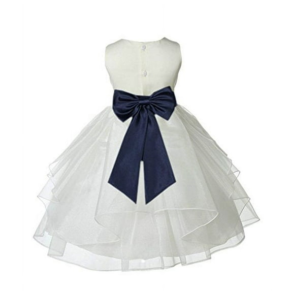 Ekidsbridal Ivory Satin Shimmering Organza Formal Flower Girl Dresses Formal Evening Gown Pretty Princess Communion Baptism Christening 4613T 6