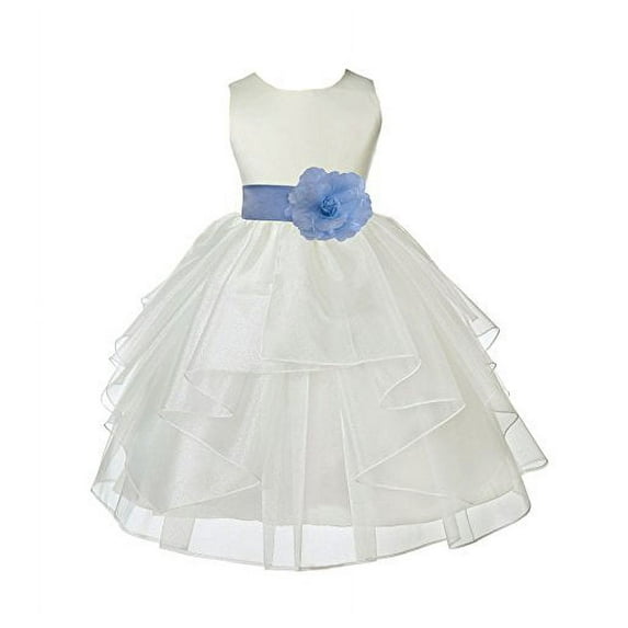 Ekidsbridal Ivory Satin Shimmering Organza Formal Flower Girl Dresses Junior Bridesmaid Pageant Pretty Princess Ballroom Gown 4613S 2