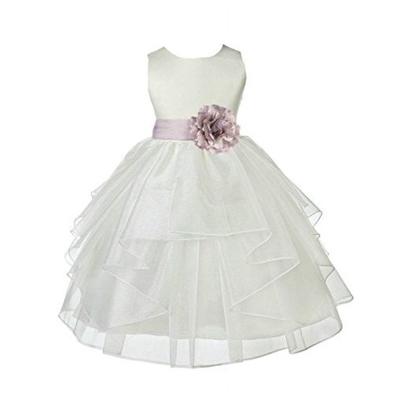 Ekidsbridal Ivory Satin Shimmering Organza Formal Flower Girl Dresses Junior Bridesmaid Pageant Pretty Princess Ballroom Gown 4613S 4