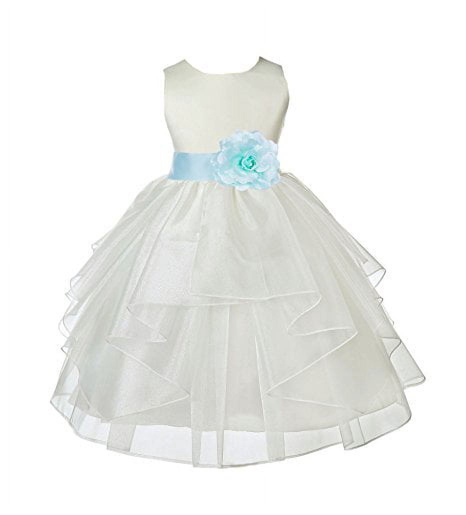 Ekidsbridal Ivory Satin Shimmering Organza Formal Flower Girl Dresses ...