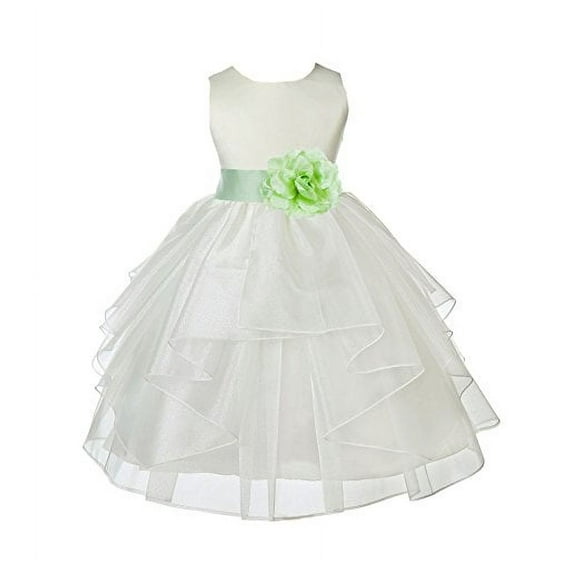 Ekidsbridal Ivory Satin Shimmering Organza Formal Flower Girl Dresses Junior Bridesmaid Pageant Pretty Princess Ballroom Gown 4613S 4