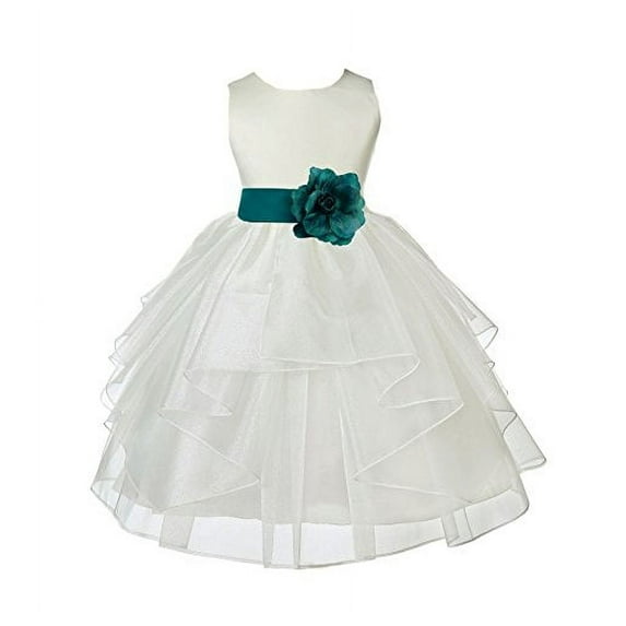 Ekidsbridal Ivory Satin Shimmering Organza Formal Flower Girl Dresses Junior Bridesmaid Pageant Pretty Princess Ballroom Gown 4613S 8