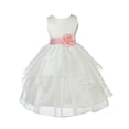 thumbnail image 1 of Ekidsbridal Ivory Satin Shimmering Organza Formal Flower Girl Dresses Junior Bridesmaid Pageant Pretty Princess Ballroom Gown 4613S S, 1 of 3