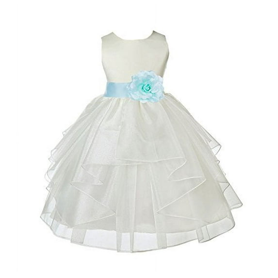 Ekidsbridal Ivory Satin Shimmering Organza Formal Flower Girl Dresses Junior Bridesmaid Pageant Pretty Princess Ballroom Gown 4613S S