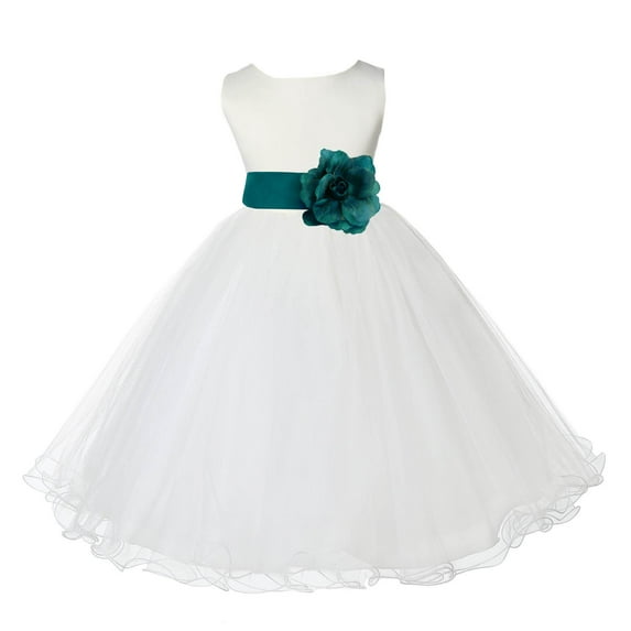 Ekidsbridal Ivory Satin Tulle Rattail Edge Flower Girl Dress Junior Pageant Bridesmaid for Wedding Formal Evening Gown 829S 10