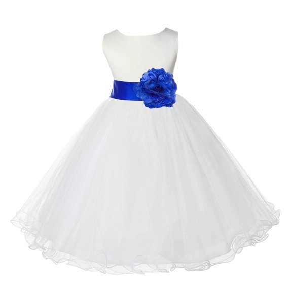 Ekidsbridal Ivory Satin Tulle Rattail Edge Flower Girl Dress Junior Pageant Bridesmaid for Wedding Formal Evening Gown 829S 2
