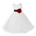 thumbnail image 1 of Ekidsbridal Satin Ivory Apple Red Tulle Rattail Edge Flower Girl Dresses for Communion Baptism Christening Gown Wedding Pageant 829S 6, 1 of 2