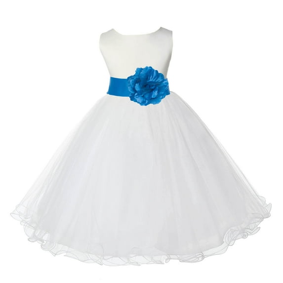 Ekidsbridal Ivory Satin Tulle Rattail Edge Flower Girl Dress Junior Pageant Bridesmaid for Wedding Formal Evening Gown 829S 8
