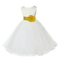 thumbnail image 1 of Ekidsbridal Ivory Satin Tulle Rattail Edge Flower Girl Dress Junior Pageant Bridesmaid for Wedding Formal Evening Gown 829S 8, 1 of 2