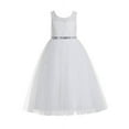 thumbnail image 1 of Ekidsbridal Ivory Scoop Neck A-Line Keyhole Back Floral Lace Formal Flower Girl Dress Graduation Ceremonial Gown for Toddlers 178 2, 1 of 3